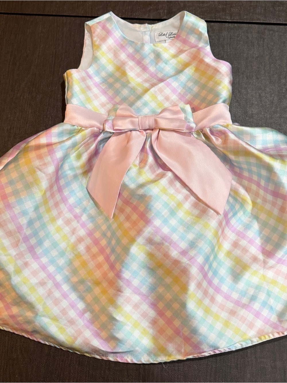 Lots of Love by Speechless Girls Pastel Gingham Bow Dress Sz 4T